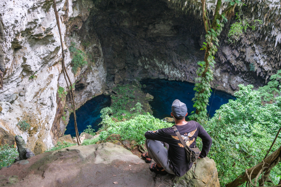 Looking at the two lakes at Koo cave from above