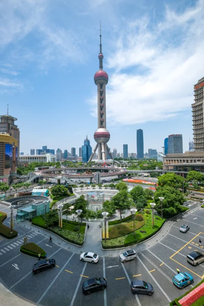 Oriental Pearl Tower roundabout in Shanghai China