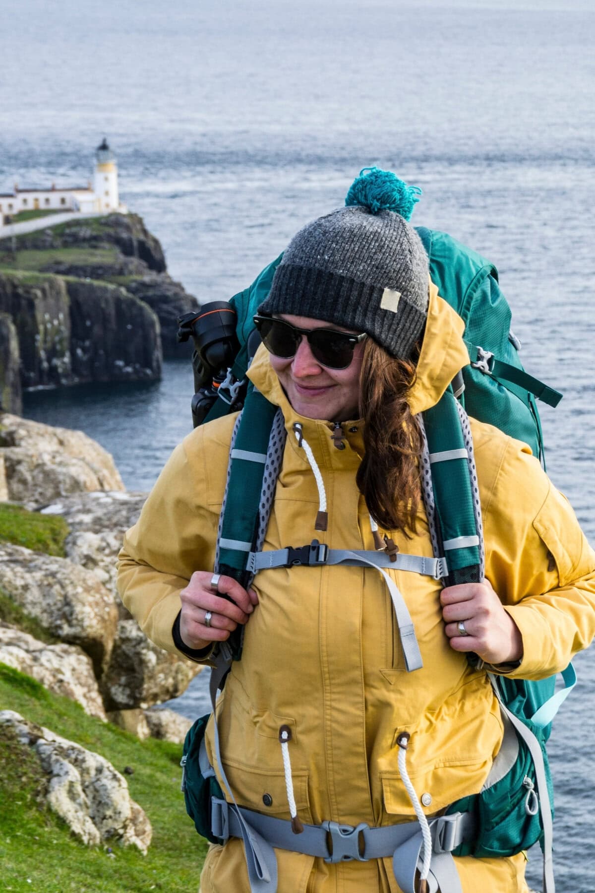 Hiking near Neist Point Lighthouse in the Isle of Skye