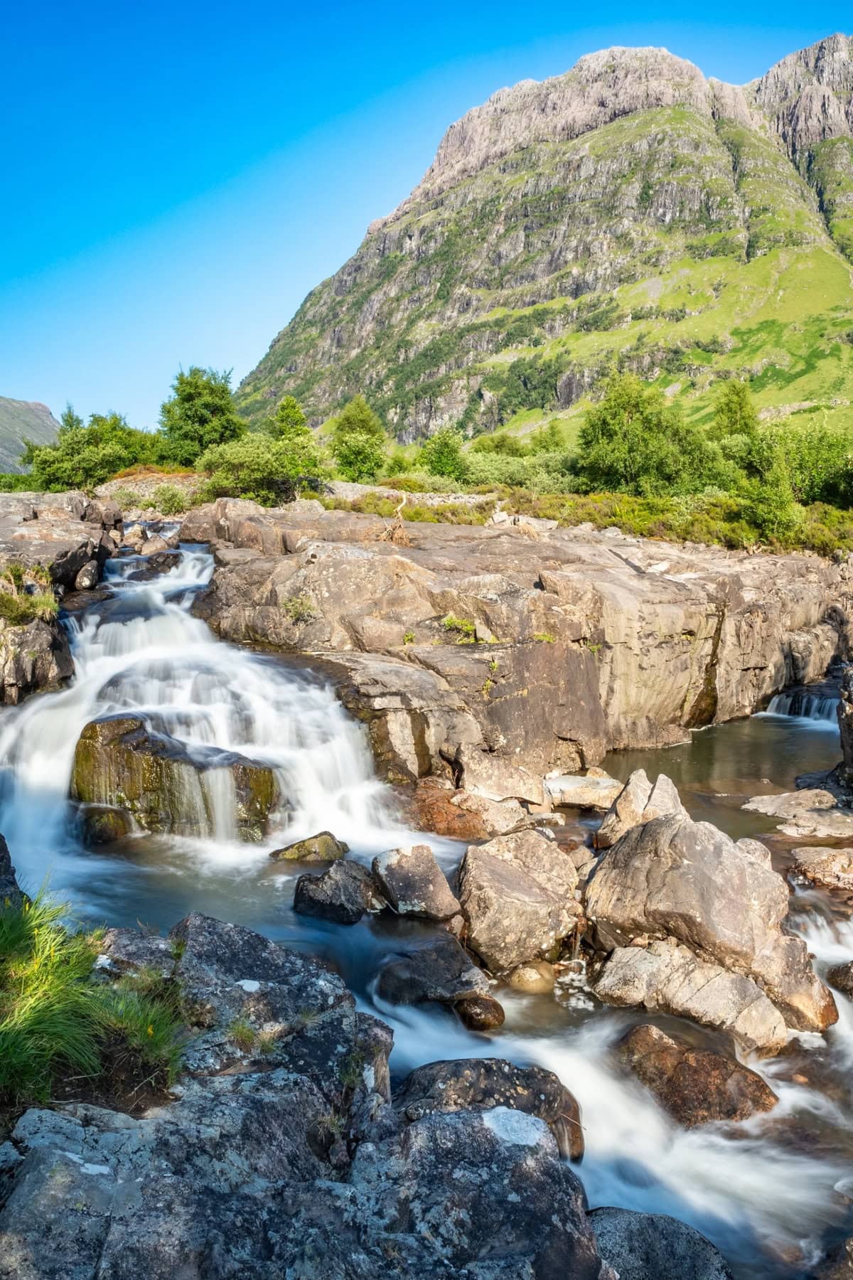 Coe River Waterfalls in Glencoe Valley, Scotland