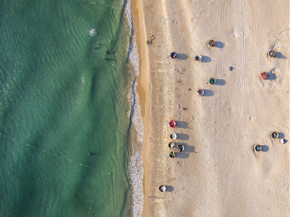 Aerial View of Non Nuoc Beach in Da Nang, Vietnam