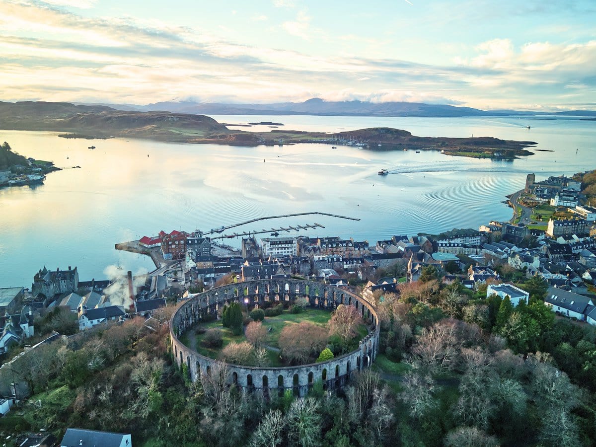 Mccaigs Tower and Battery Hill in Oban Scotland