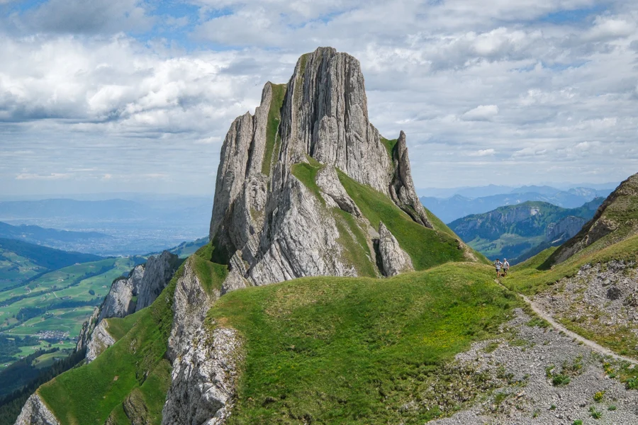 Views of Altenalpturm from the Lotzisalpsattel on the Schafler ridge best hikes in Switzerland