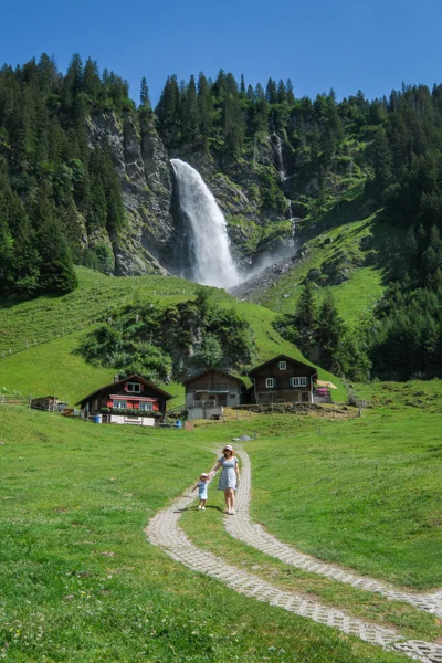 Staubifall waterfall village in Uri best hikes in Switzerland