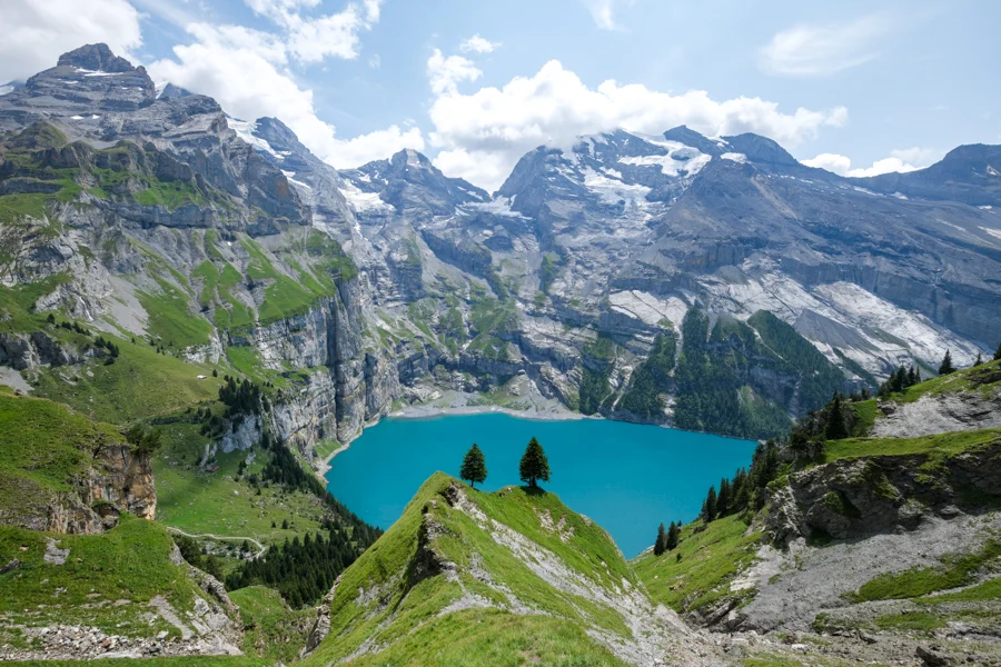Oeschinensee lake in Kandersteg, Switzerland best hikes in Switzerland