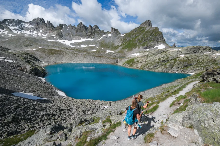 Hikers at Wildsee on the Pizol 5 Seen Wanderung best hikes in Switzerland