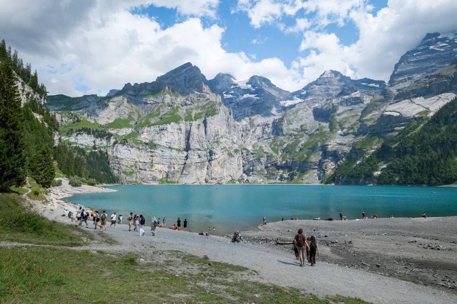 The shore of the lake at Oeschinensee